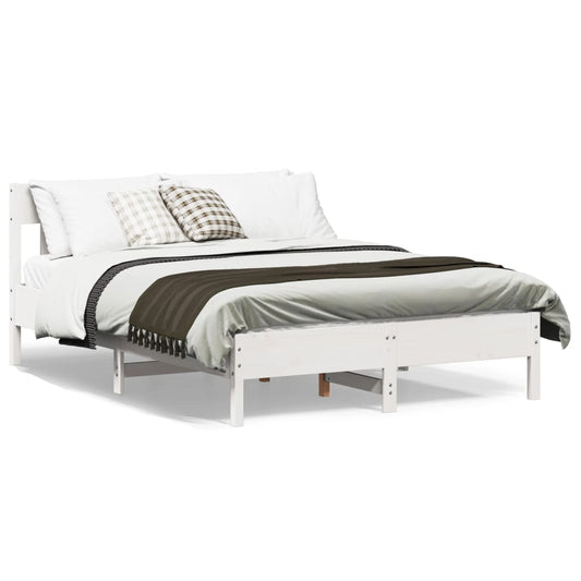 White Solid Pine Wood Bed Frame 140x200 cm - No Mattress Included