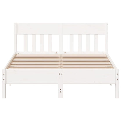 Solid Pine Bed Frame 120x200 cm - White, No Mattress Included
