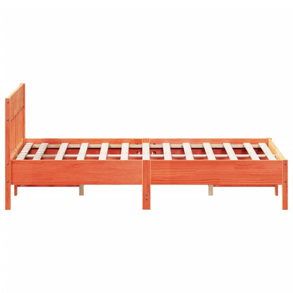 Solid Pine Bed Frame, 120x200 cm, Wax Brown Finish, No Mattress