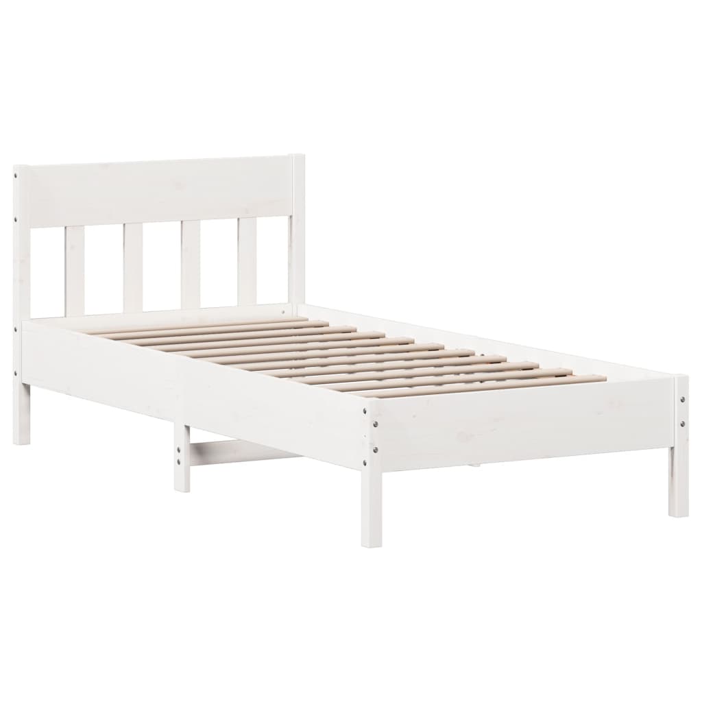 Solid Pine Wood Bed Frame 100x200 cm, White Finish