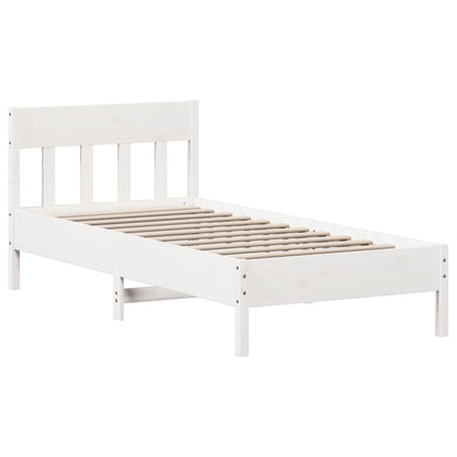 Solid Pine Wood Bed Frame 100x200 cm, White Finish