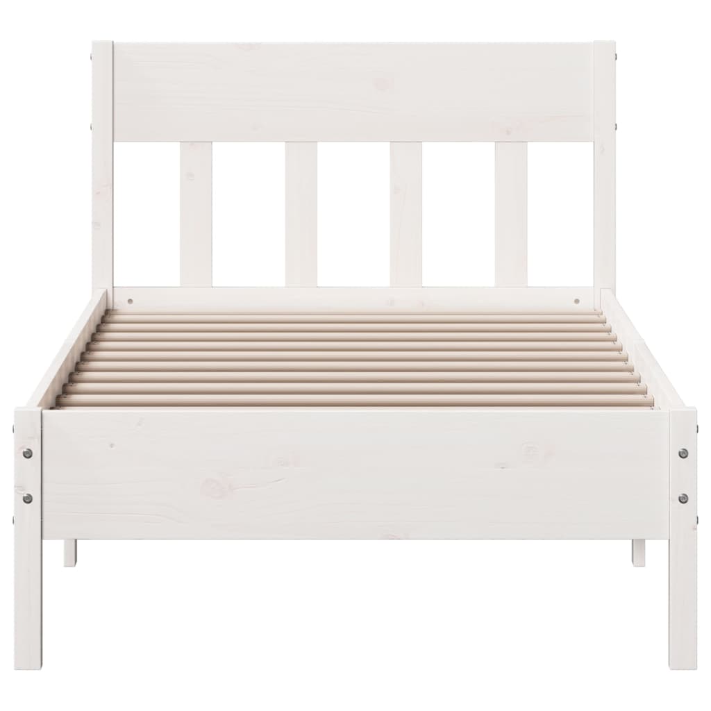 Solid Pine Wood Bed Frame 100x200 cm, White Finish