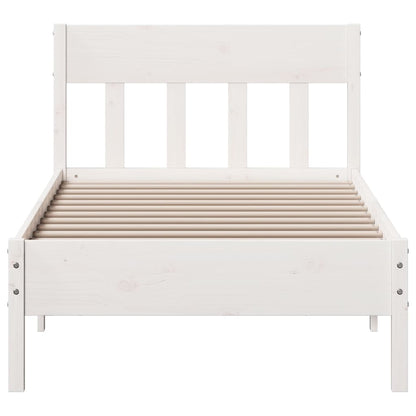 Solid Pine Wood Bed Frame 100x200 cm, White Finish