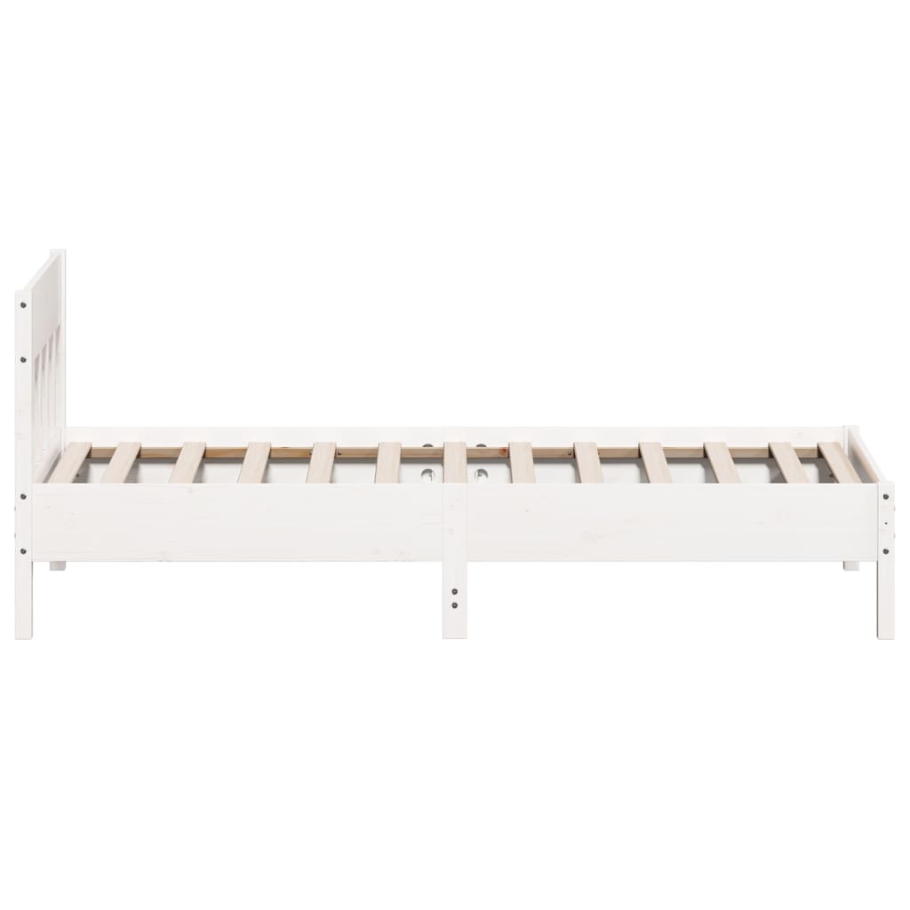 Solid Pine Wood Bed Frame 100x200 cm, White Finish