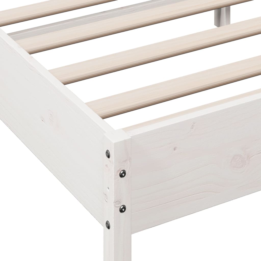 Solid Pine Wood Bed Frame 100x200 cm, White Finish