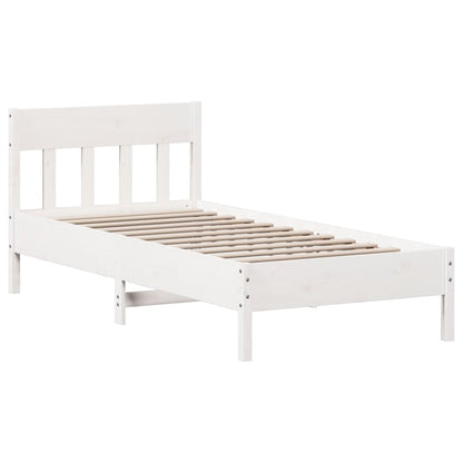 Solid Pine Wood Bed Frame, White, 90x200 cm (No Mattress)