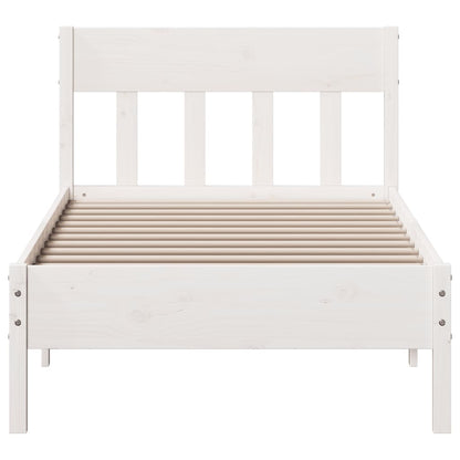 Solid Pine Wood Bed Frame, White, 90x200 cm (No Mattress)
