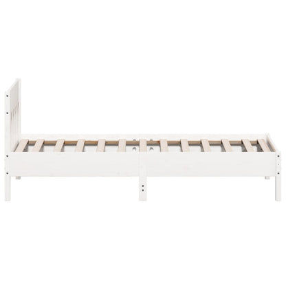 Solid Pine Wood Bed Frame, White, 90x200 cm (No Mattress)
