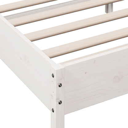 Solid Pine Wood Bed Frame, White, 90x200 cm (No Mattress)