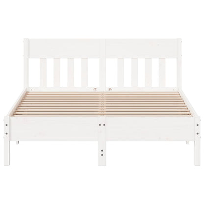 Solid Wood Pine Bed Frame, Small Double, White 120x190 cm