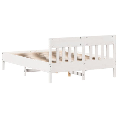 Solid Wood Pine Bed Frame, Small Double, White 120x190 cm