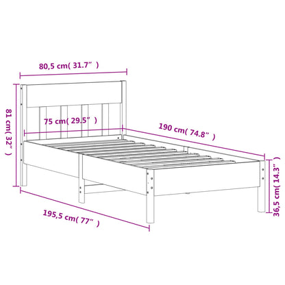 Solid Pine Wood Bed Frame 75x190 cm - Small Single Size