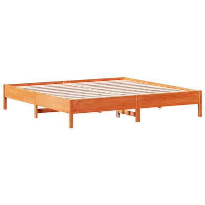 Solid Pine Wood Bed Frame, Wax Brown 200x200 cm - No Mattress Included