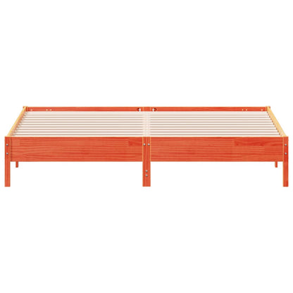 Solid Pine Wood Bed Frame, Wax Brown 200x200 cm - No Mattress Included