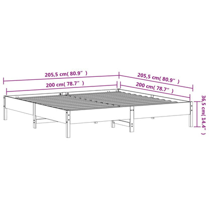 Solid Pine Wood Bed Frame, Wax Brown 200x200 cm - No Mattress Included