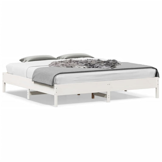 Solid Wood Pine Bed Frame 180x200 cm White Super King Size
