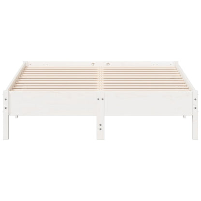 Solid Pine White Bed Frame 160x200 cm - Sturdy Wood Design
