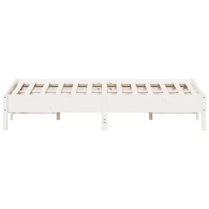 Solid Pine White Bed Frame 160x200 cm - Sturdy Wood Design