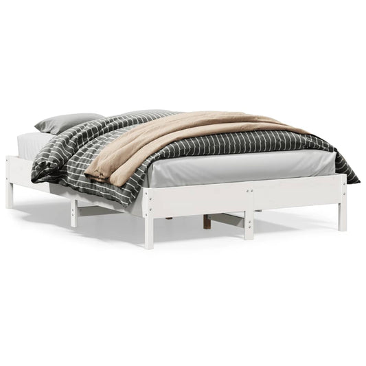 Solid Pine White Bed Frame 160x200 cm - Sturdy Wood Design