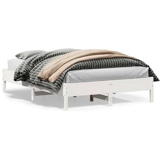 Solid Pine Wood White Bed Frame 140x200 cm Without Mattress