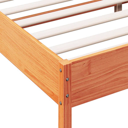 Wax Brown Solid Pine Wood Bed Frame 120x200 cm (No Mattress)