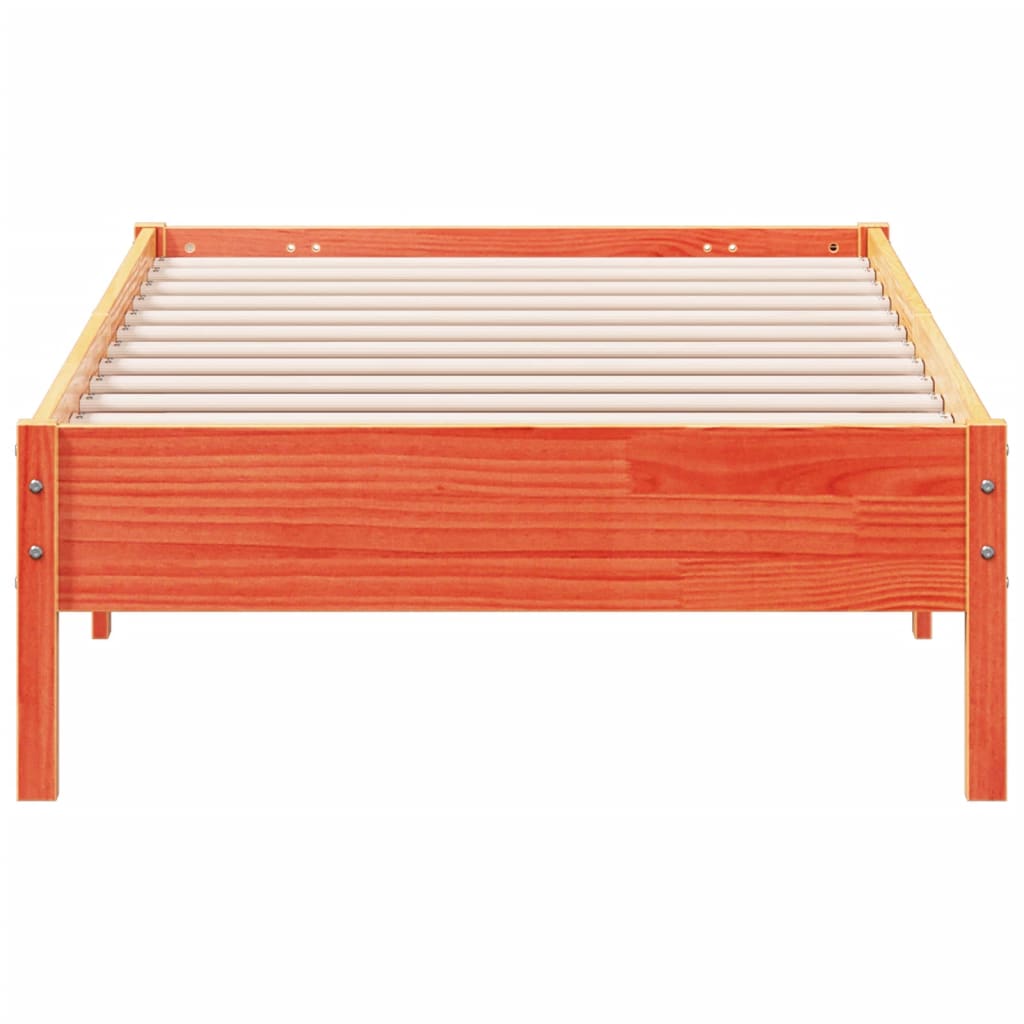 Wax Brown Solid Pine Wood Bed Frame 100x200 cm - No Mattress