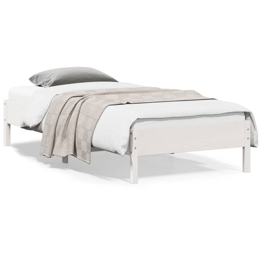 White Solid Pine Wood Bed Frame 90x200 cm (No Mattress)