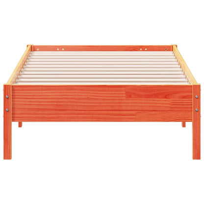 Solid Pine Wood Bed Frame, Wax Brown, 90x200 cm - No Mattress