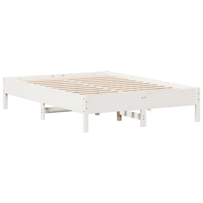 Solid Pine Wood Bed Frame, White, 120x190 cm Small Double
