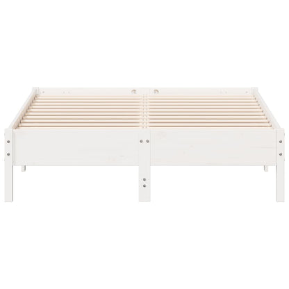 Solid Pine Wood Bed Frame, White, 120x190 cm Small Double
