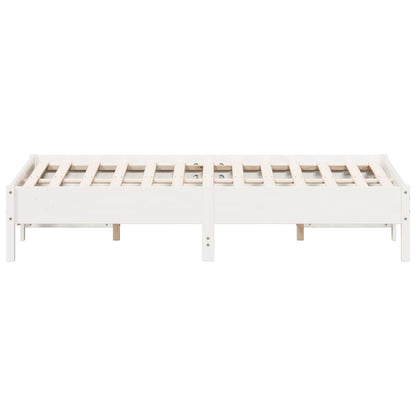 Solid Pine Wood Bed Frame, White, 120x190 cm Small Double