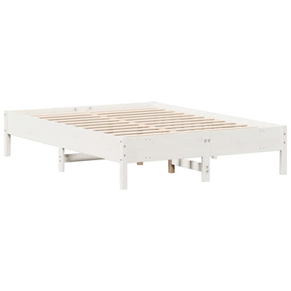 Solid Pine Wood Bed Frame, White, 120x190 cm Small Double
