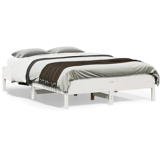 Solid Pine Wood Bed Frame, White, 120x190 cm Small Double