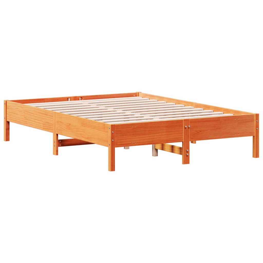 Solid Pine Bed Frame, Wax Brown, 120x190 cm Small Double