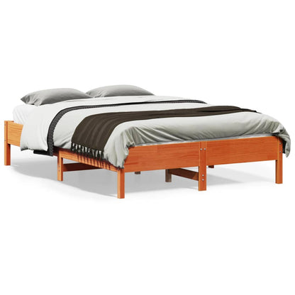 Solid Pine Bed Frame, Wax Brown, 120x190 cm Small Double