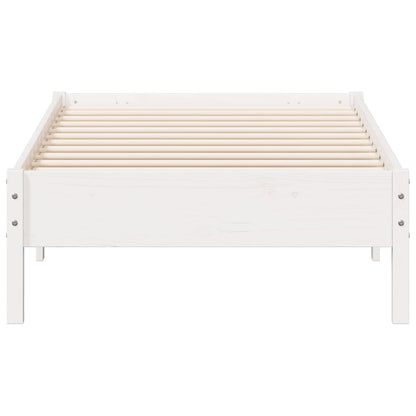 Solid Pinewood Bed Frame, White, 90x190 cm, Single Size