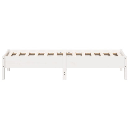 Solid Pinewood Bed Frame, White, 90x190 cm, Single Size
