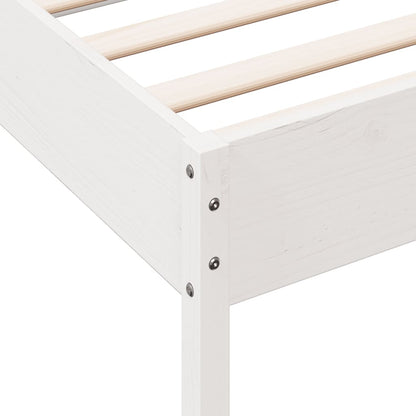 Solid Pinewood Bed Frame, White, 90x190 cm, Single Size