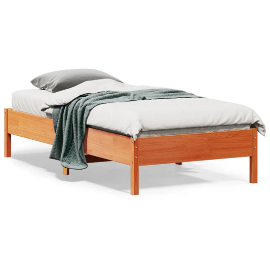 Solid Pine Wood Bed Frame, Wax Brown, 90x190 cm Single Size