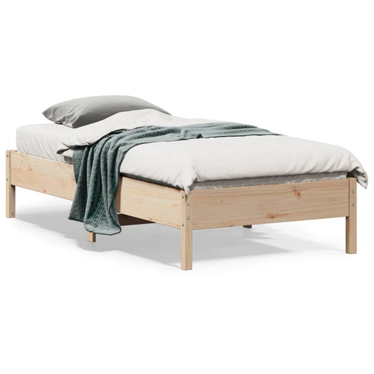 Solid Pine Wood Small Single Bed Frame 75x190 cm - No Mattress