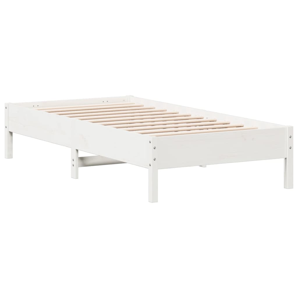 Solid Pine Wood Bed Frame, Small Single 75x190 cm, White Finish