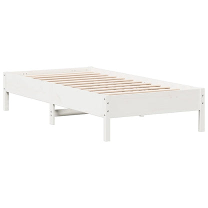 Solid Pine Wood Bed Frame, Small Single 75x190 cm, White Finish