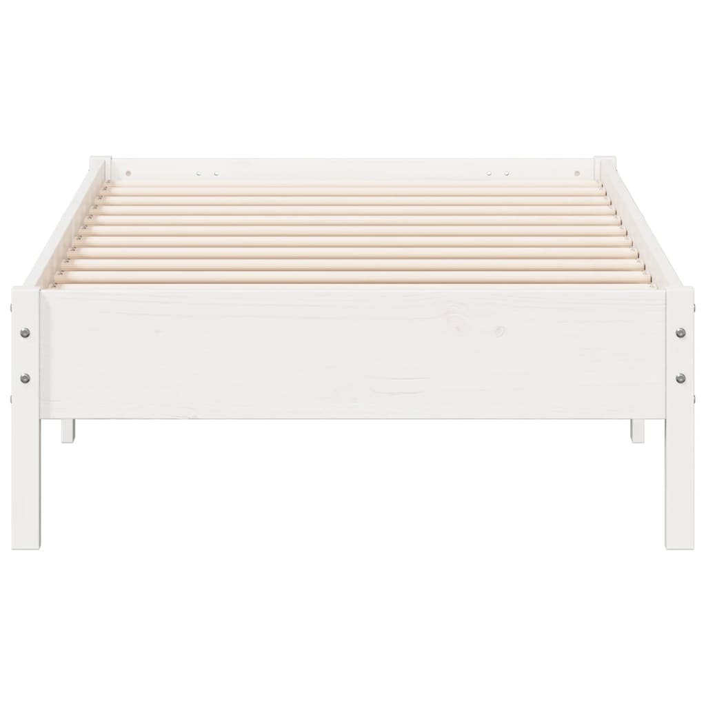 Solid Pine Wood Bed Frame, Small Single 75x190 cm, White Finish