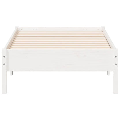 Solid Pine Wood Bed Frame, Small Single 75x190 cm, White Finish