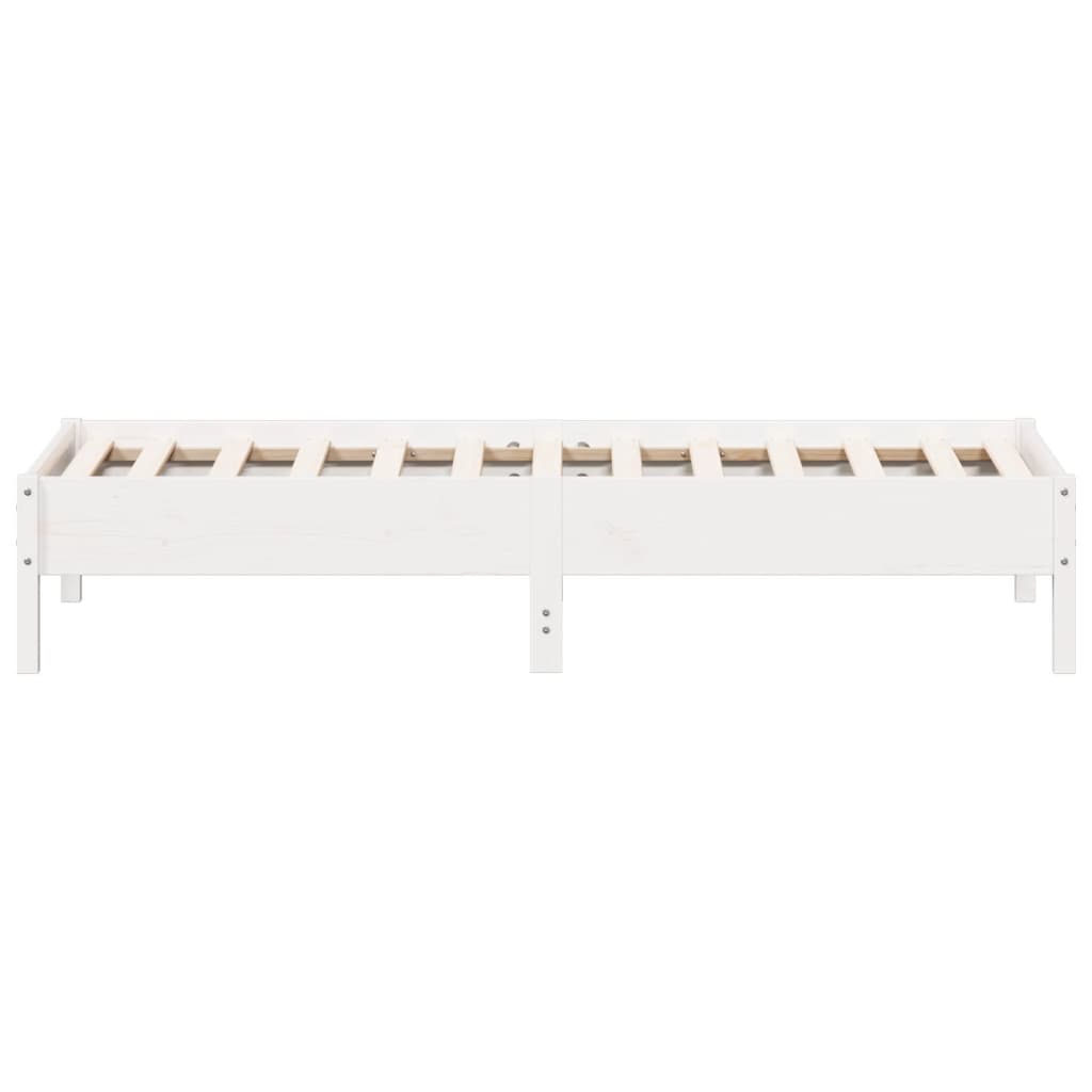 Solid Pine Wood Bed Frame, Small Single 75x190 cm, White Finish
