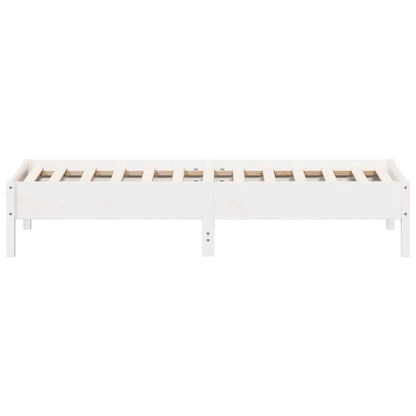Solid Pine Wood Bed Frame, Small Single 75x190 cm, White Finish