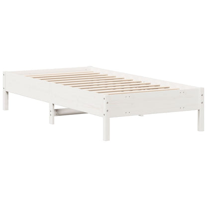 Solid Pine Wood Bed Frame, Small Single 75x190 cm, White Finish