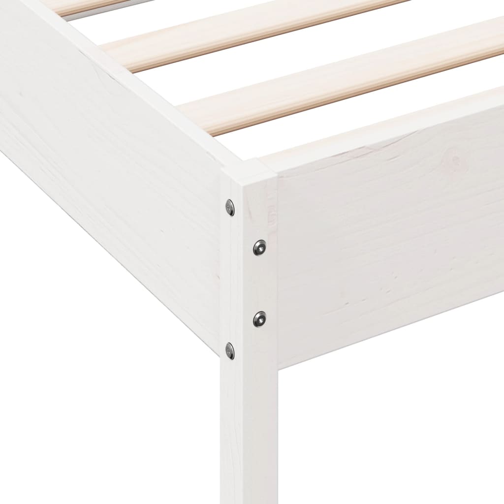Solid Pine Wood Bed Frame, Small Single 75x190 cm, White Finish