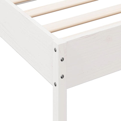 Solid Pine Wood Bed Frame, Small Single 75x190 cm, White Finish