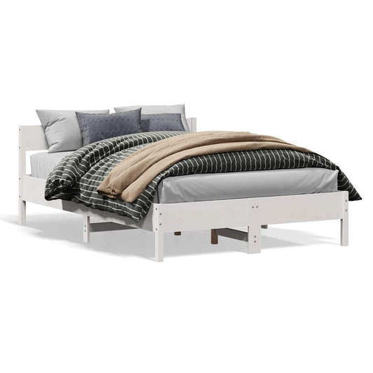 Bed Frame without Mattress White 150x200 cm King Size Solid Wood Pine